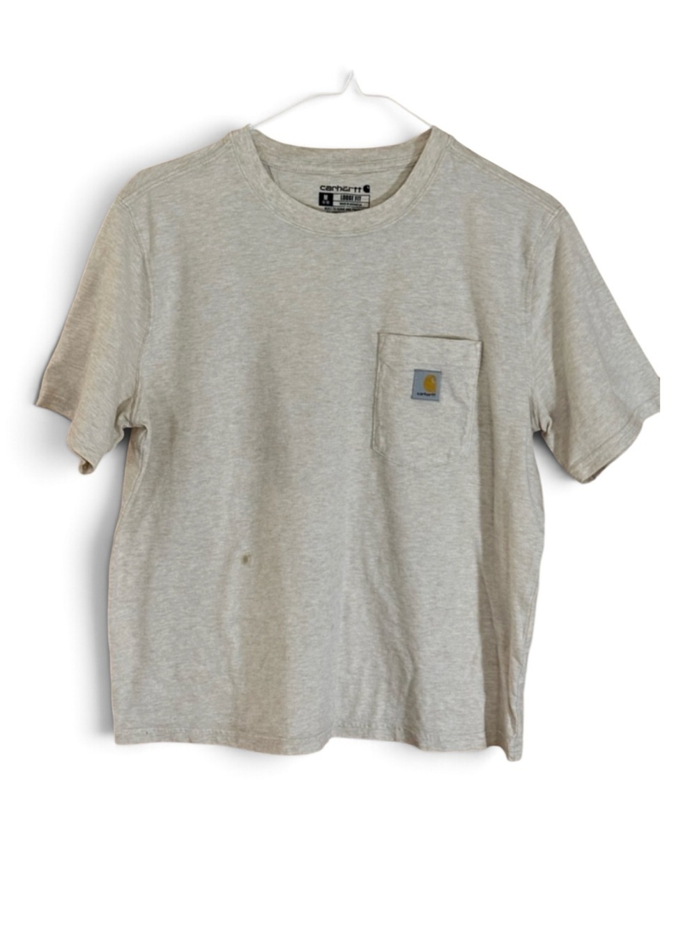 Carhartt Cream Loose Fit Crewneck Cropped Pocket Tee